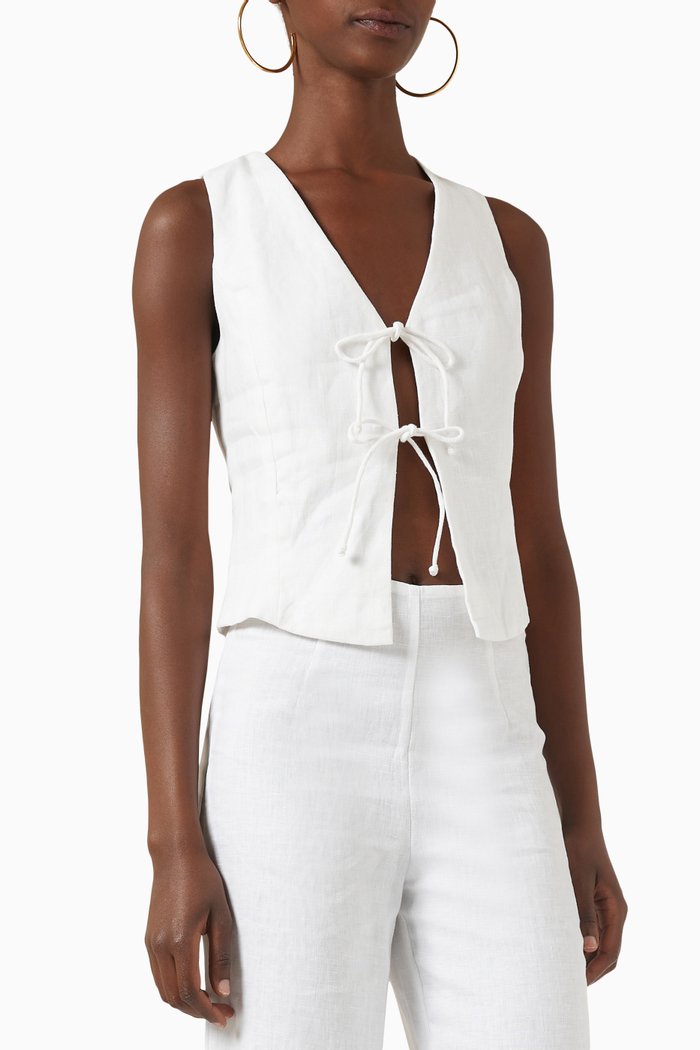 

Elfie Top in Linen, White