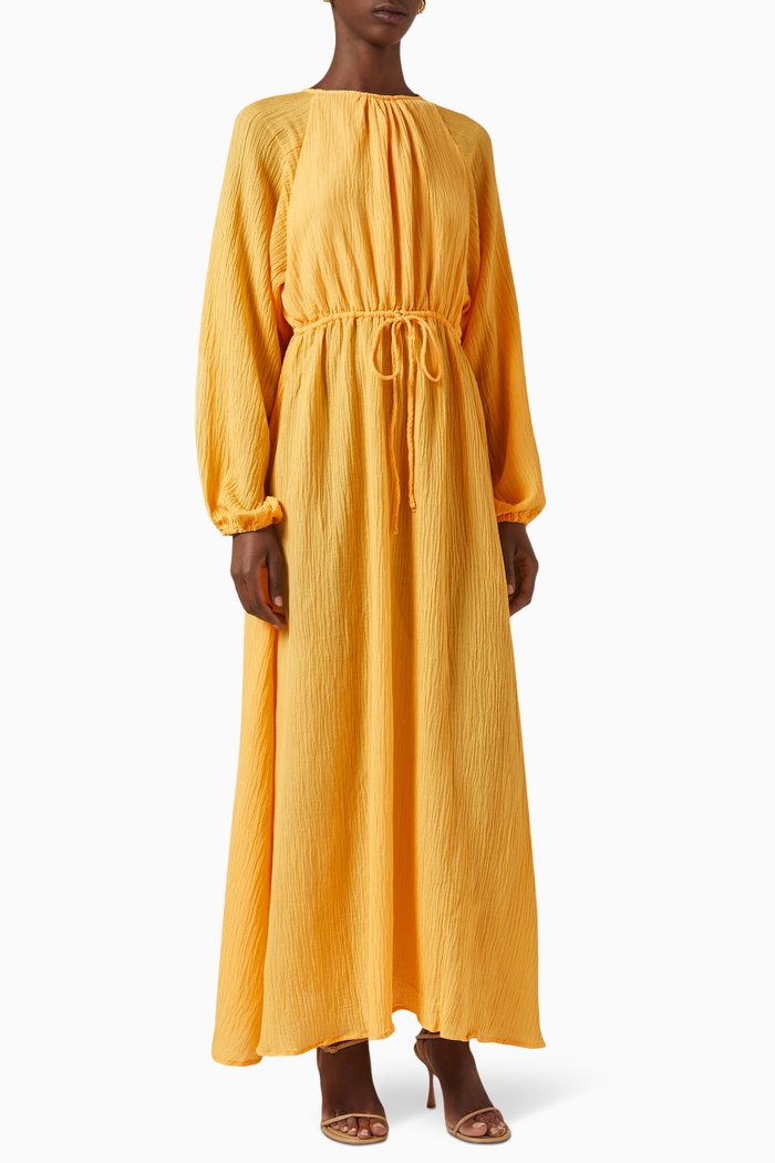 

Rosalie Maxi Dress in Linen-rayon, Orange