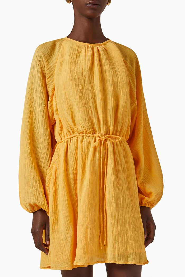 Constance Mini Dress in Linen-rayon, Orange