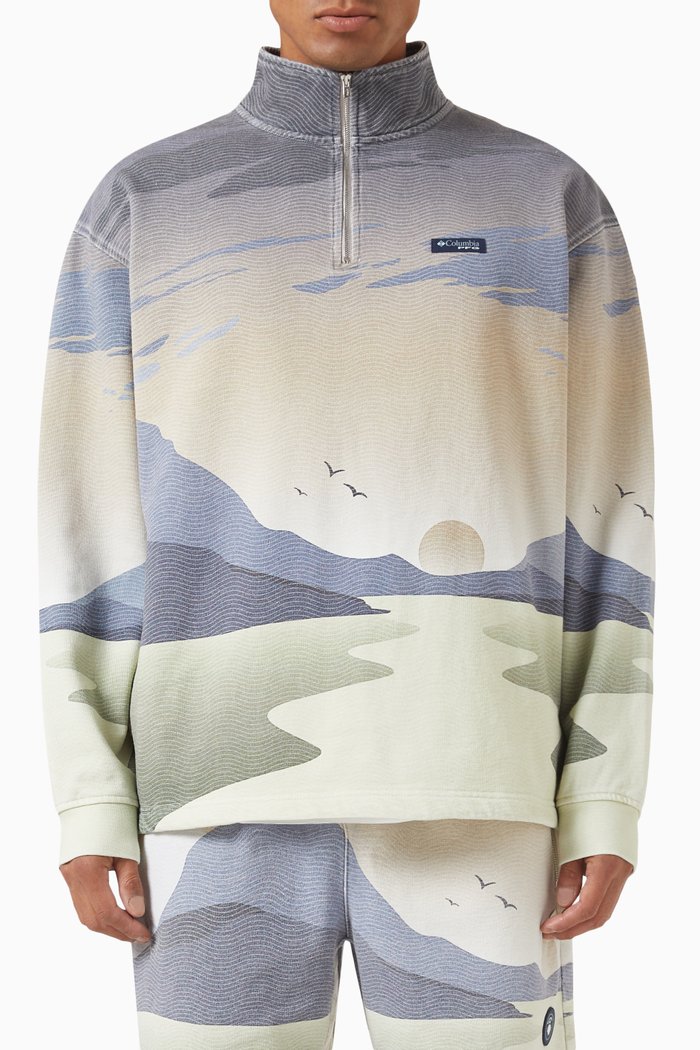 

x Columbia Quarter-zip Sweatshirt in Cotton-fleece, Blue