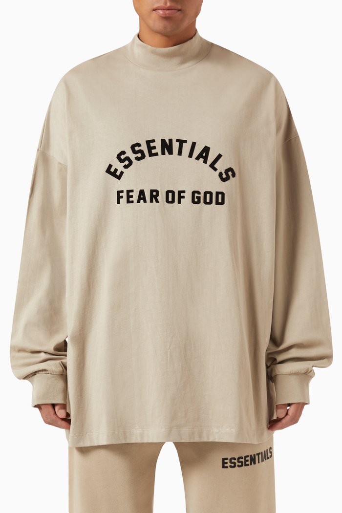 

Flocked Logo Long-sleeve T-shirt in Cotton-jersey, Neutral