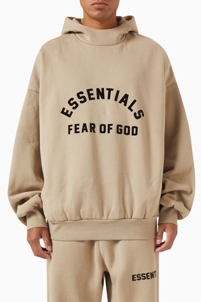 

Flocked Logo Hoodie in Heavyweight Fleece, Neutral