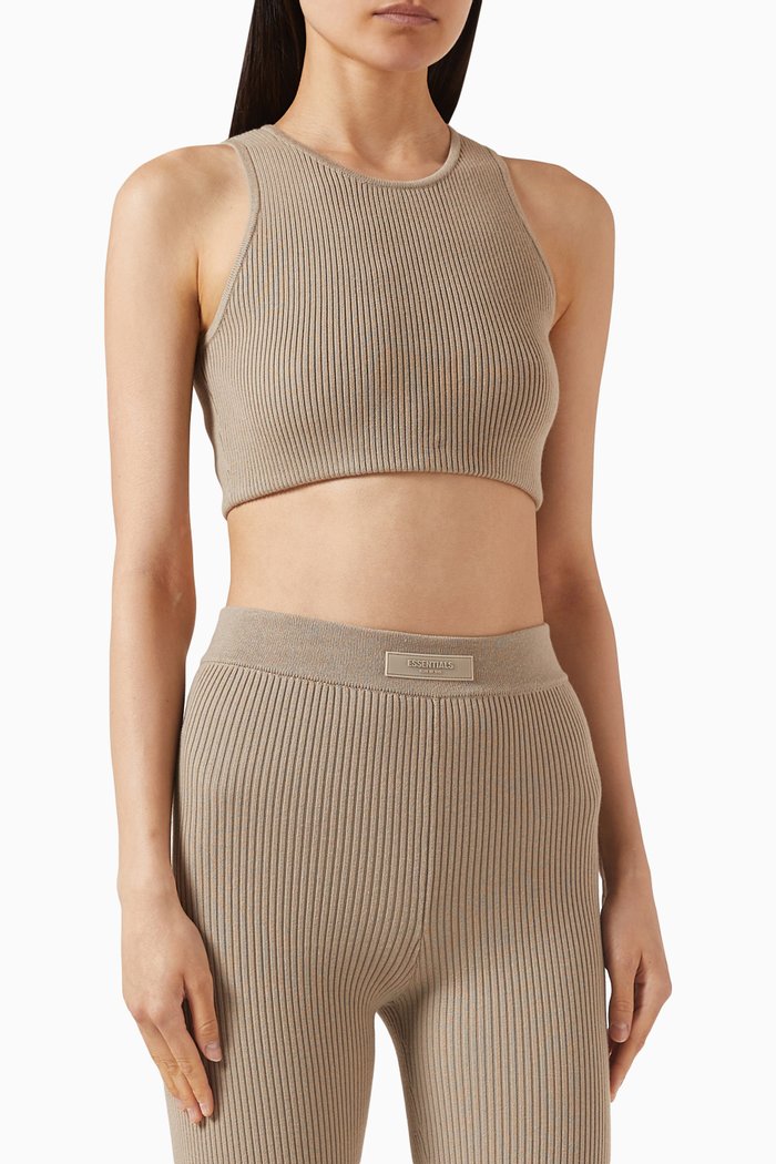 

Sports Tank Top in RIbbed-knit, Neutral