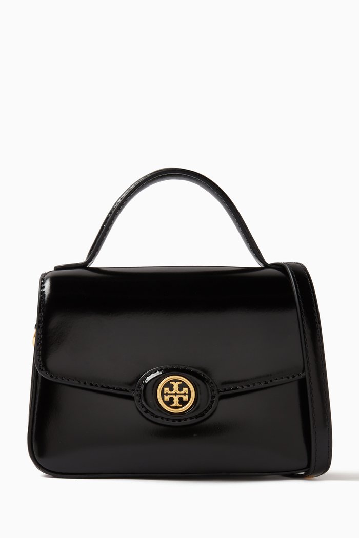 

Robinson Top Handle Bag in Patent Spazzolato Leather, Black