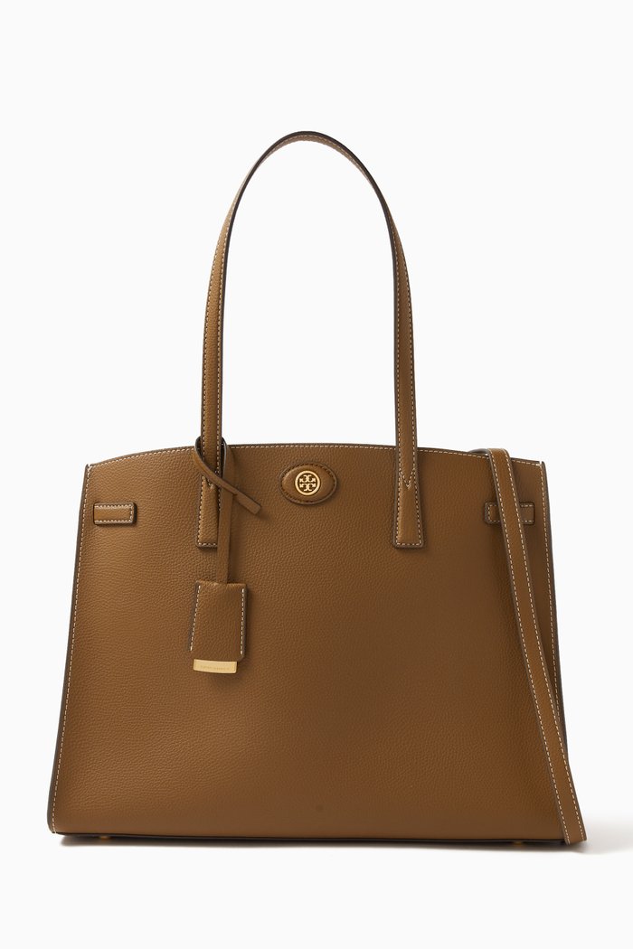 

Robinson Satchel Bag in Leather, Brown
