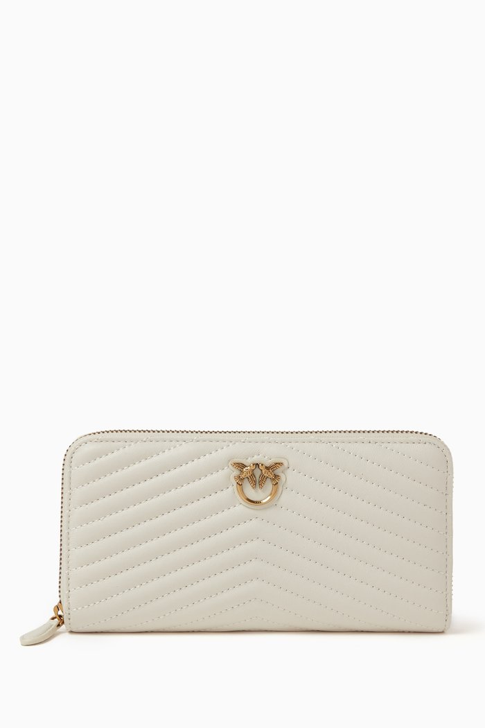 

Ryder Zip-around Wallet in Chevron-patterned Nappa Leather, Neutral