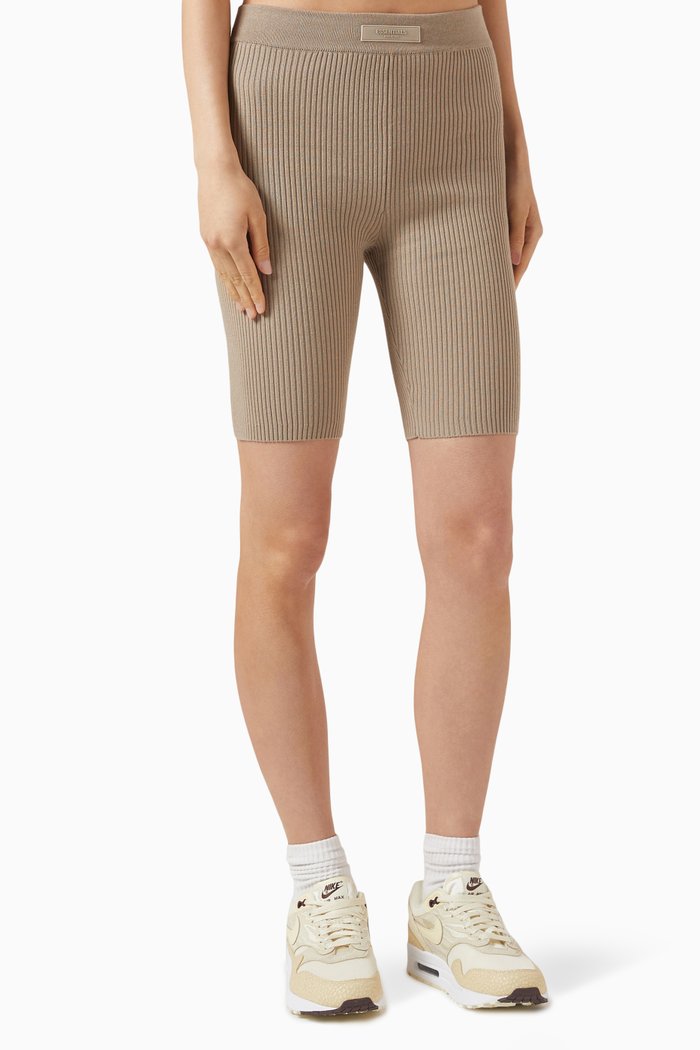 

Sports Biker Shorts in RIbbed-knit, Neutral