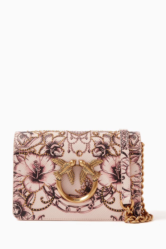 

Mini Love Click Bag in Tattoo-print Boarded Leather, Pink
