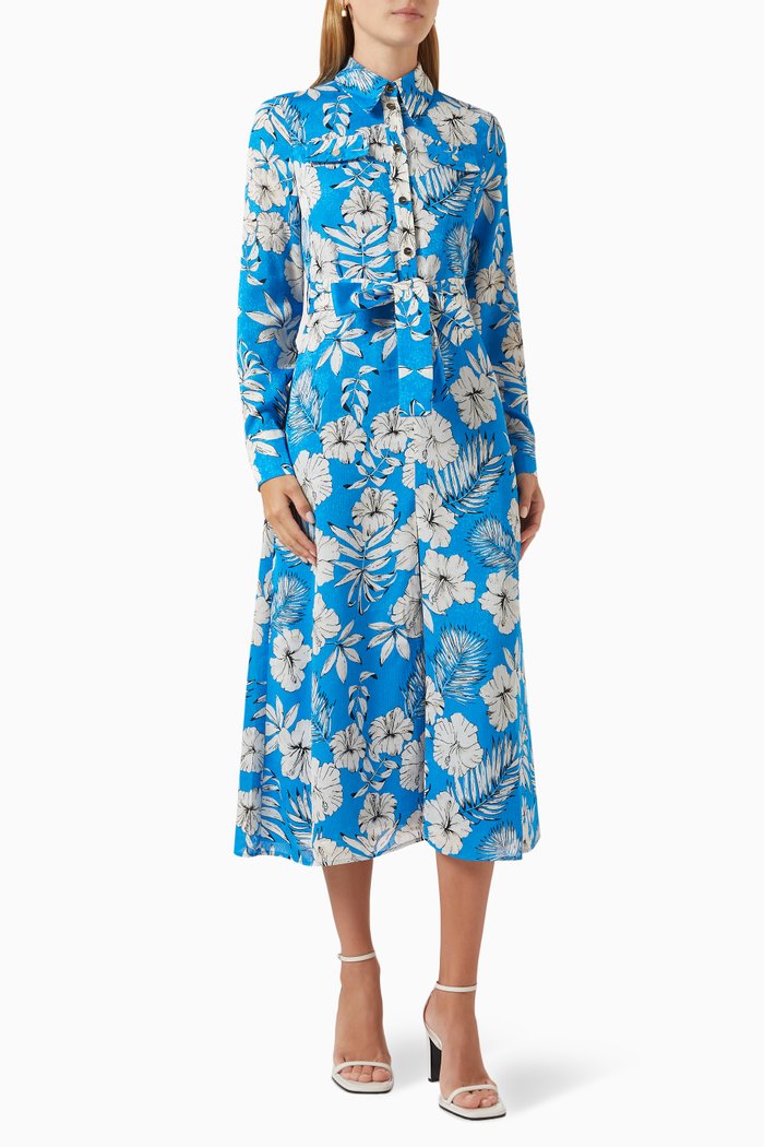 

Floral Shirt Dress, Blue