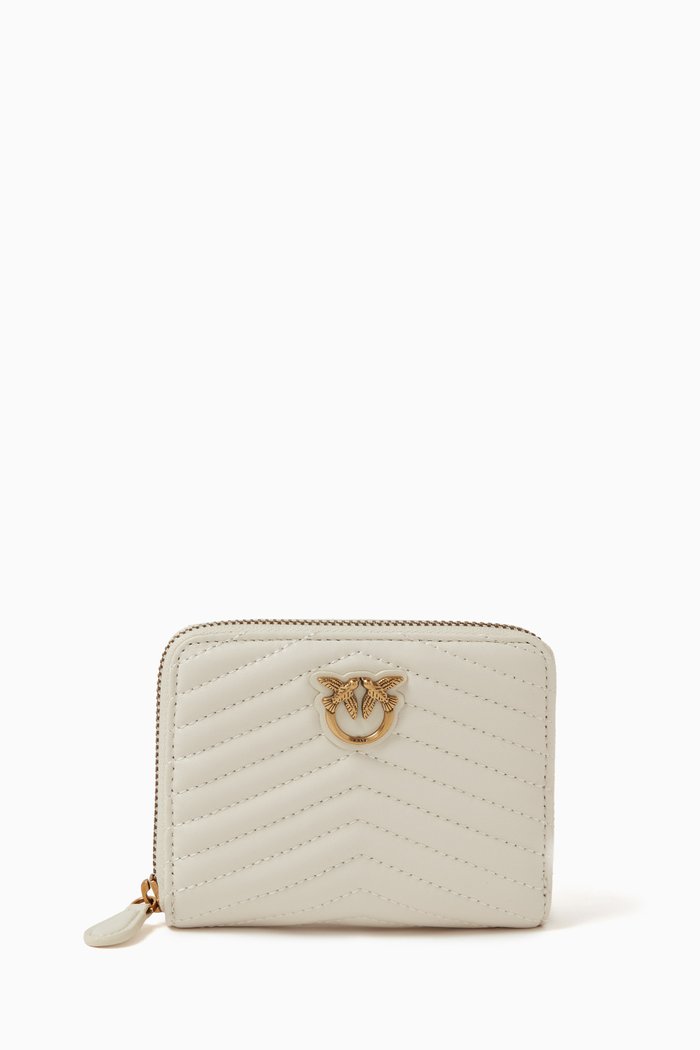 

Taylor Zip-around Wallet in Chevron-patterned Nappa Leather, Neutral