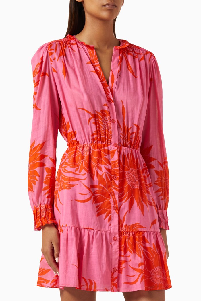 

Nomade Floral-print Mini Dress in Cotton, Pink