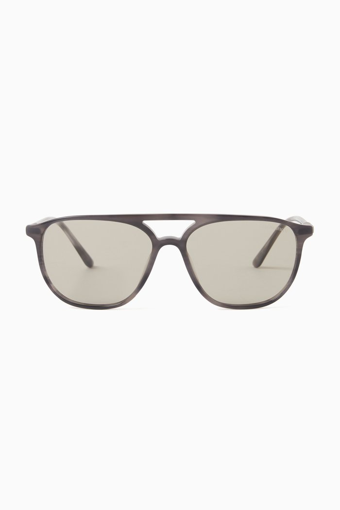 

D-frame Sunglasses in Metal & Acetate, Brown