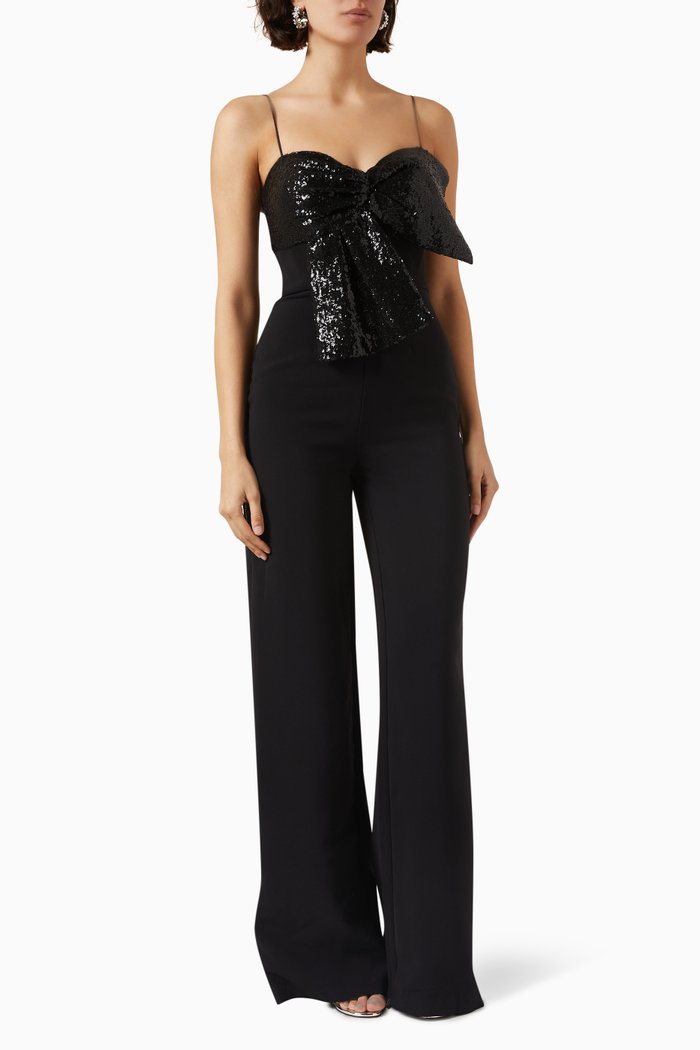 

Sequin-embellished Jumpsuit in Crepe, Black