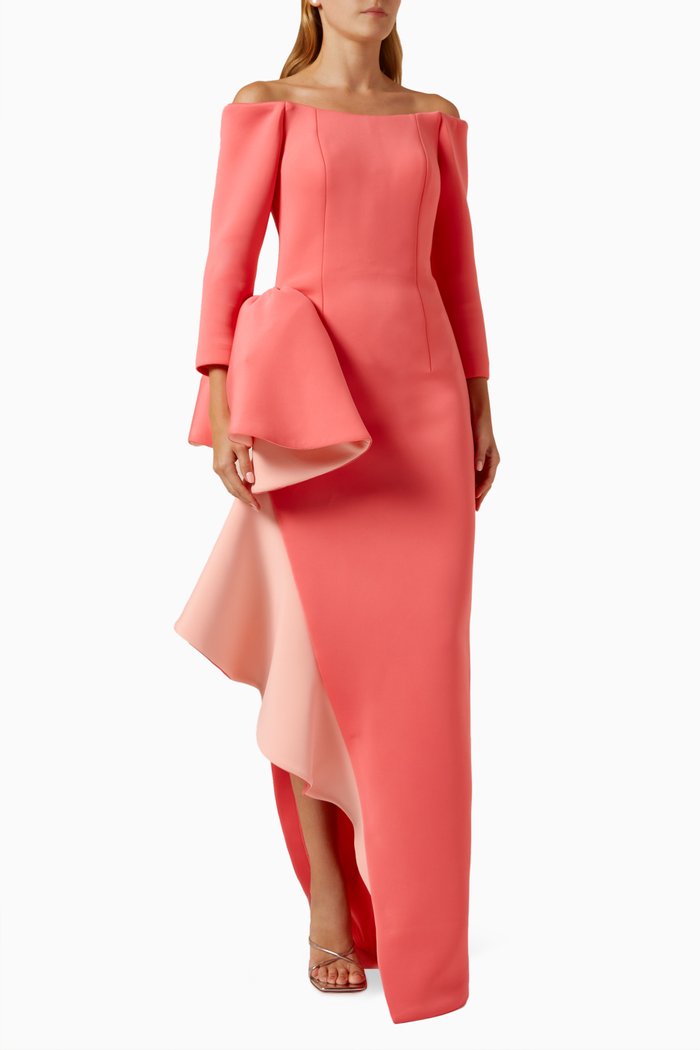 

Two-tone Off-the-shoulders Gown, Multicolour