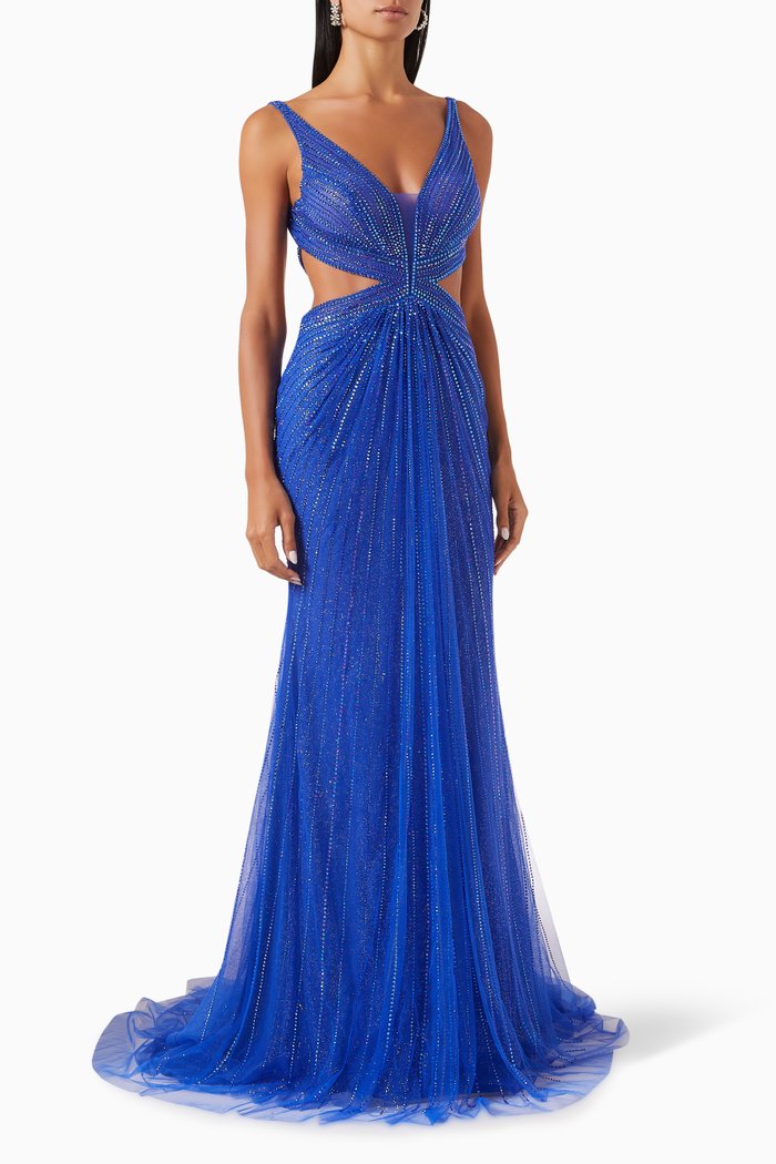 

Sequin Embellished Maxi Gown, Blue