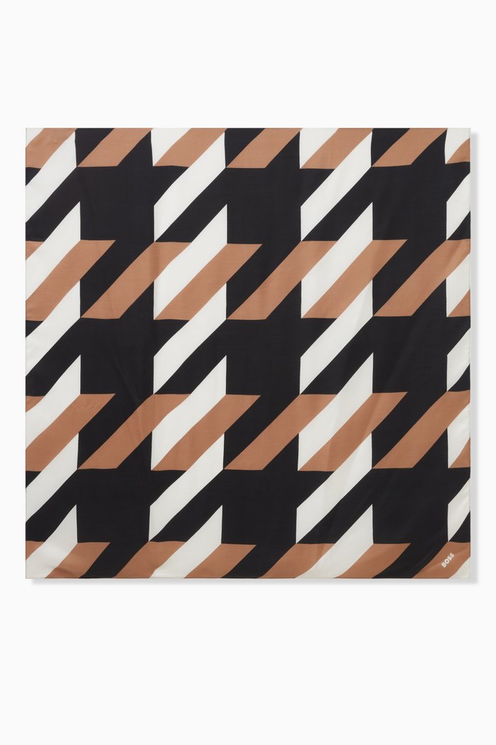 Lainey Square Foulard Scarf in Silk, Black