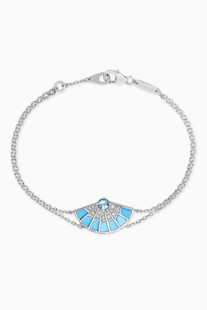Fanfare Symphony Aquamarine & Turquoise Bracelet in 18kt White Gold, Blue