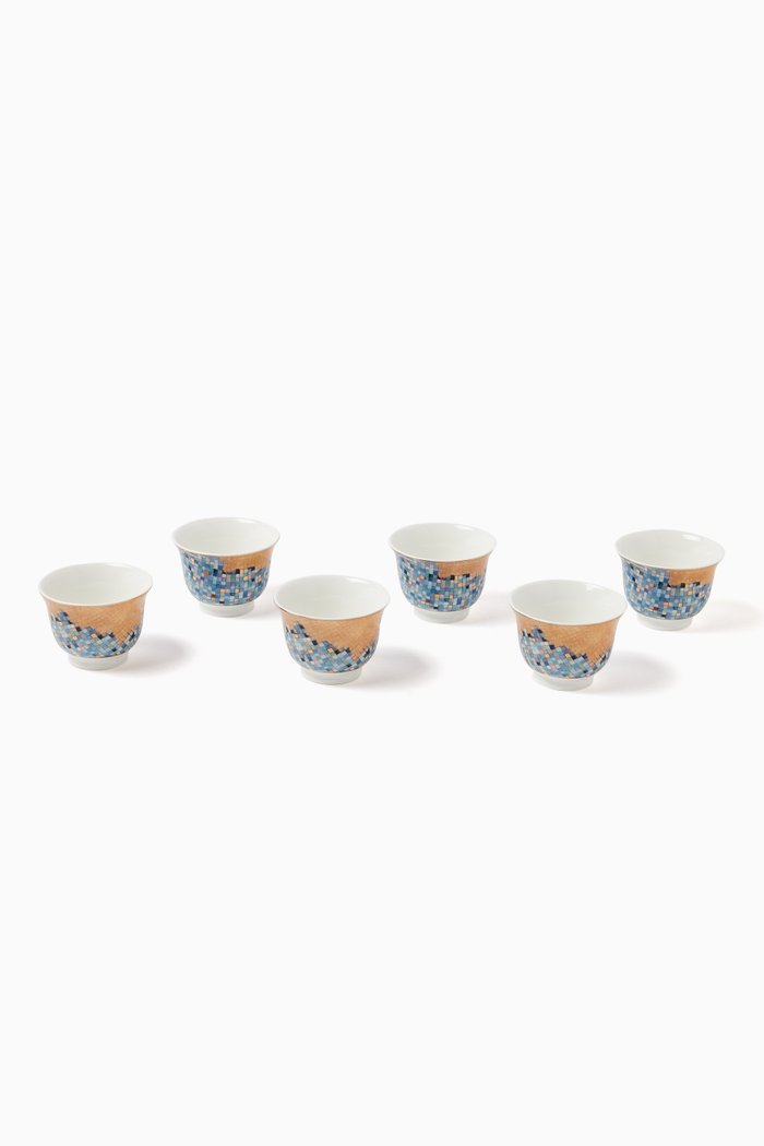 

St. Tropez Gahwa Cups in Porcelain, Set of 6, Blue