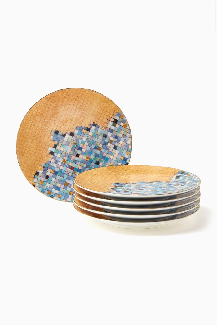 

'Helwe W Morra' Dessert Plates in Porcelain, Set of 6, Blue