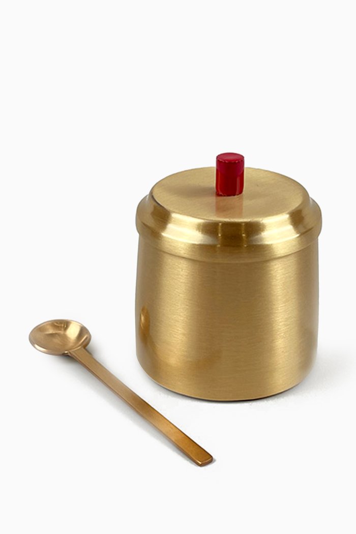 

Sugar Pot with Spoon in Brass, Gold