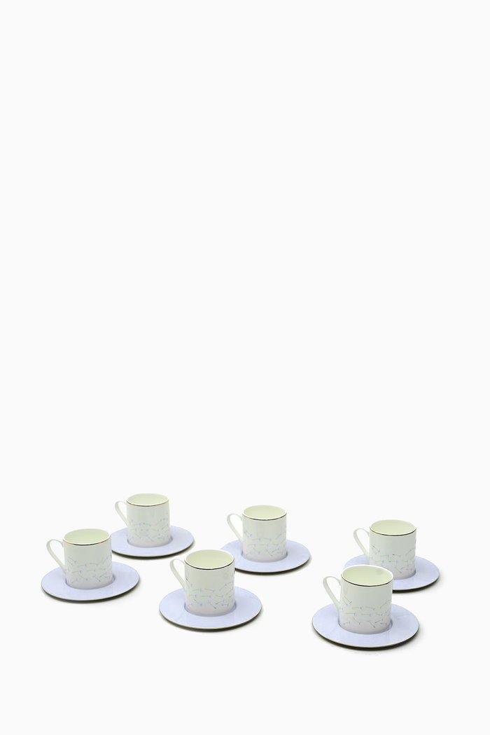 

Floral Espresso Cups with Saucers in Porcelain, White