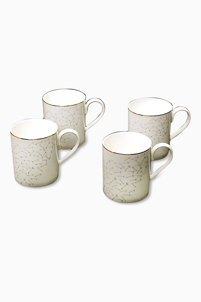 

Floral Mugs in Porcelain, Set Of 4, White