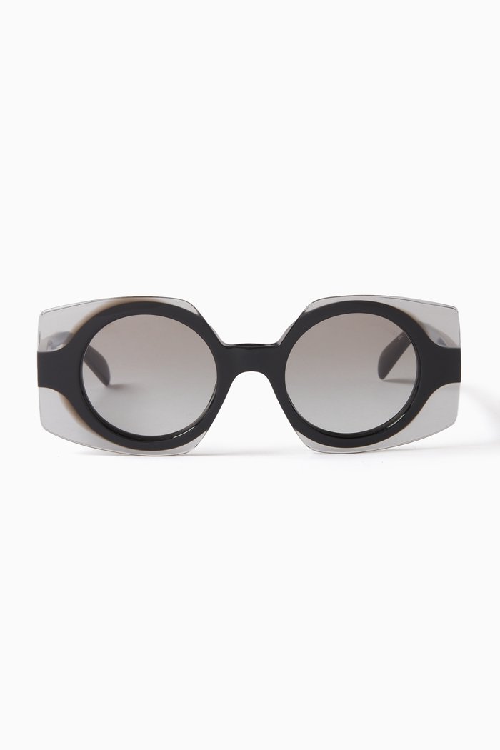 

Round Frame Sunglasses in Acetate, Grey