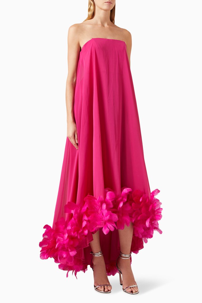 

Strapless Feather Gown, Pink