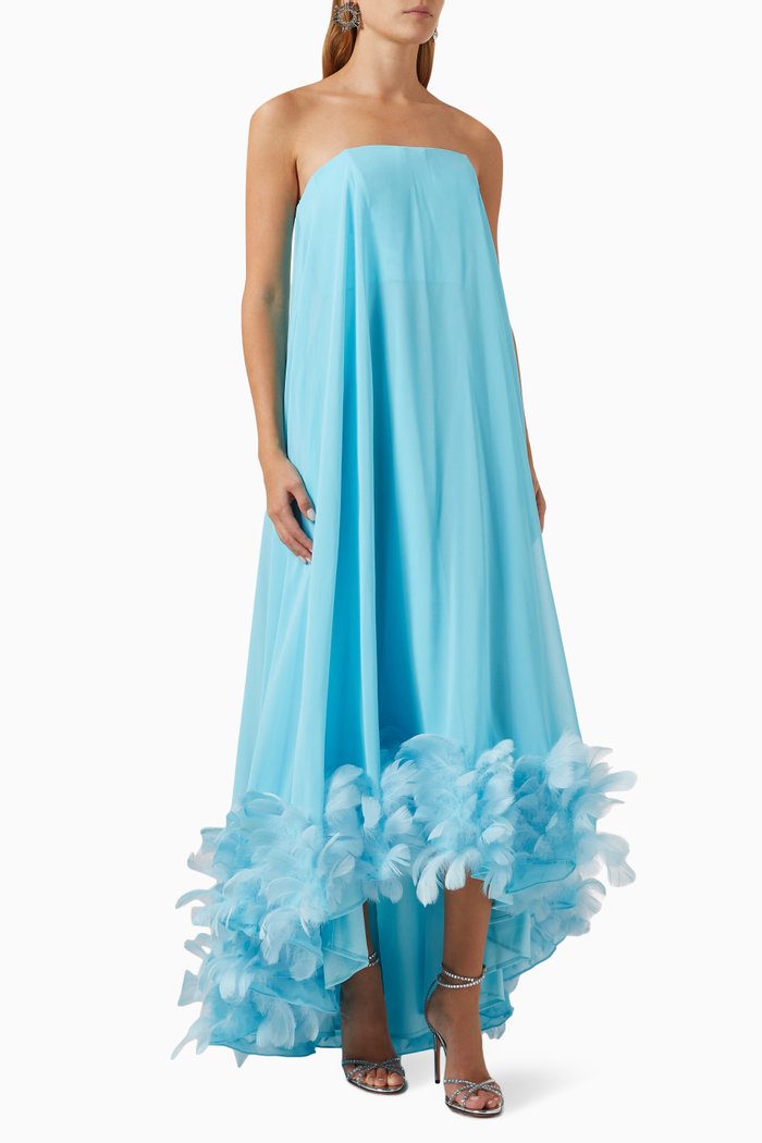 

Strapless Feather Gown, Blue