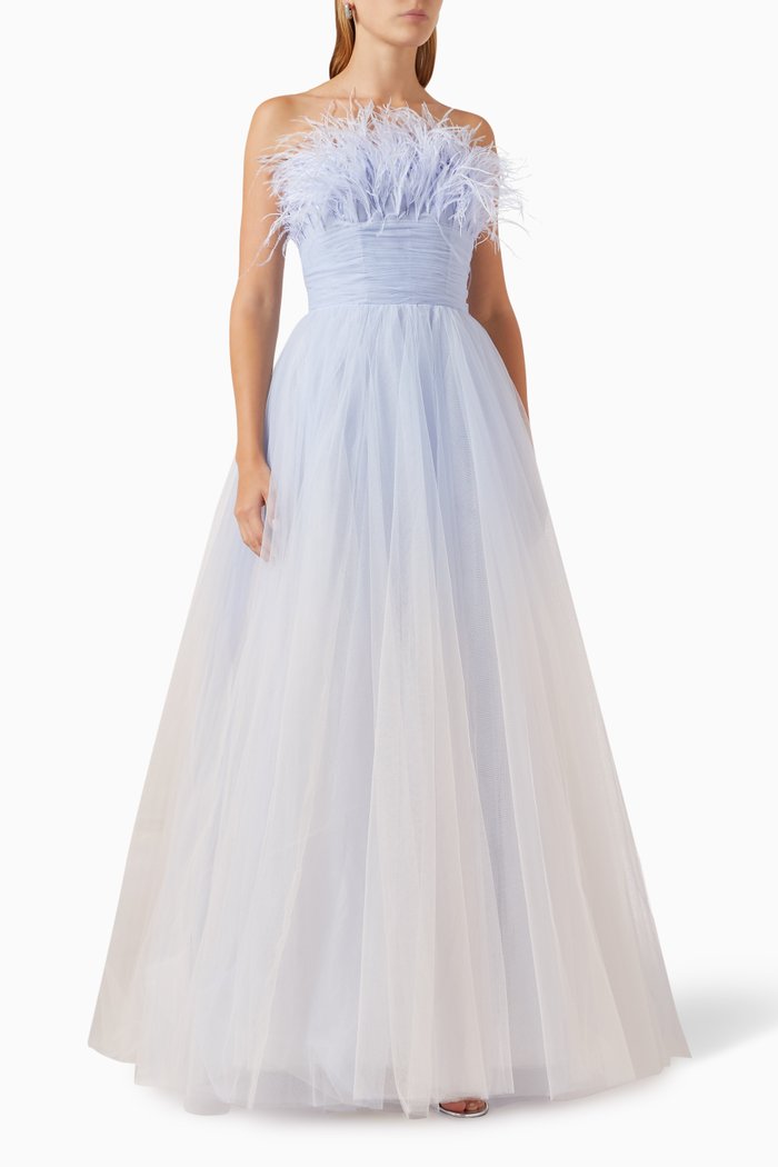 

Strapless Feather Gown, Blue