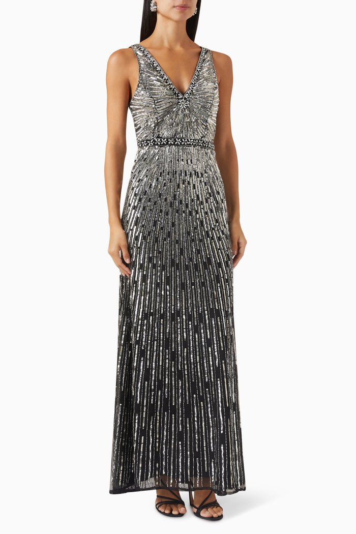 

Embellished Evening Gown, Silver