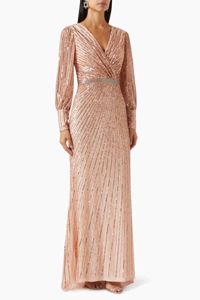 

Sequinned Wrap Gown, Gold