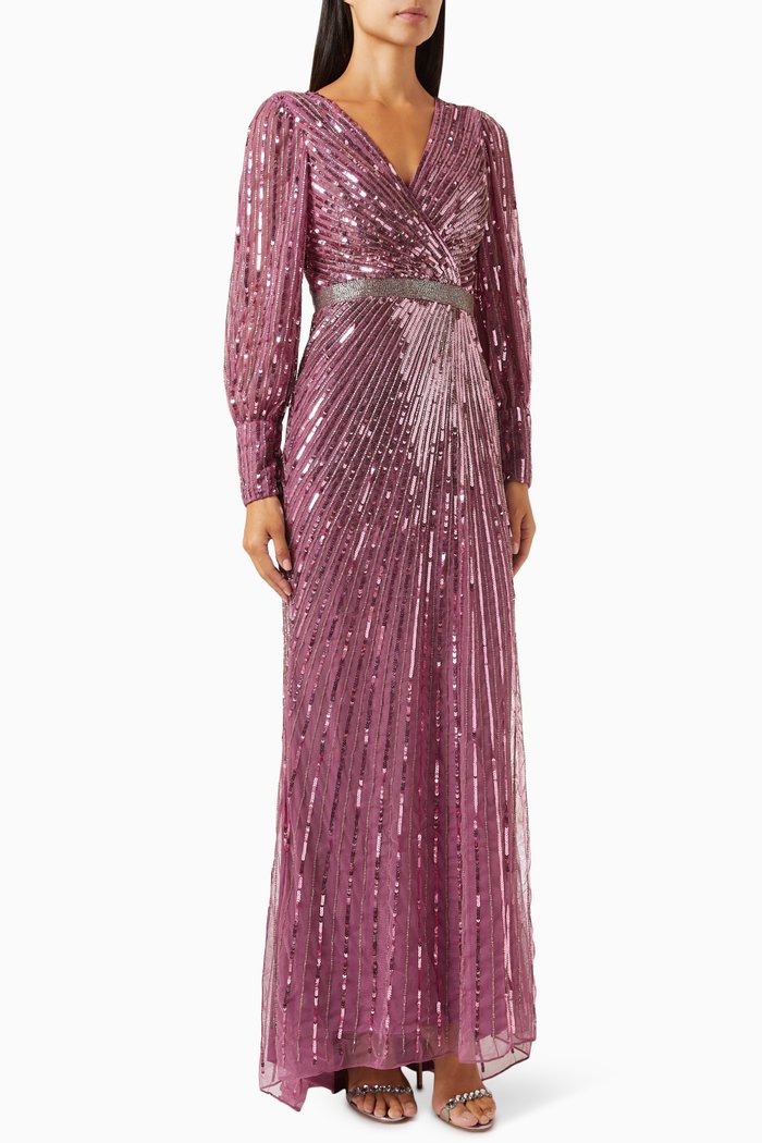 

Sequinned Wrap Gown, Pink