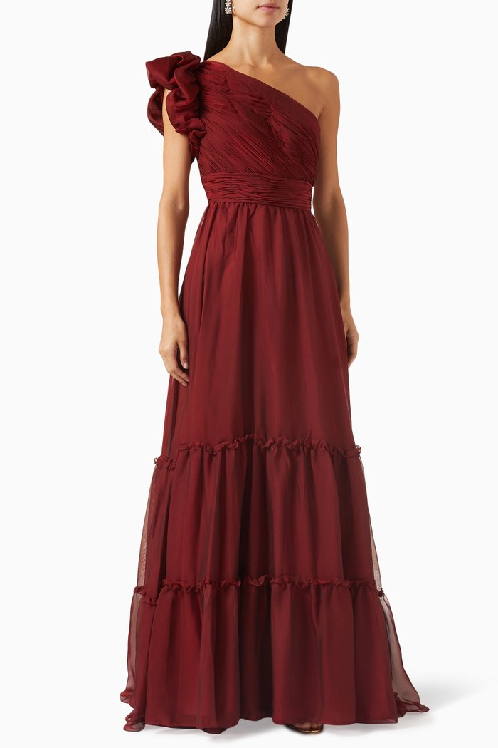 

One-shoulder Gown, Red