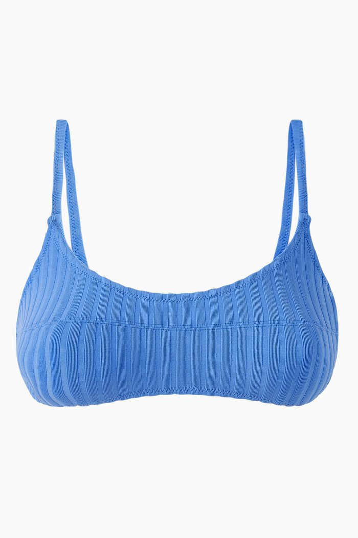 

The Elsa Ribbed Bikini Top, Blue