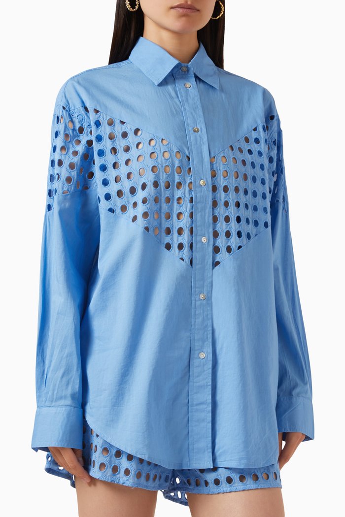 

The Arlette Eyelet Shirt in Cotton, Blue