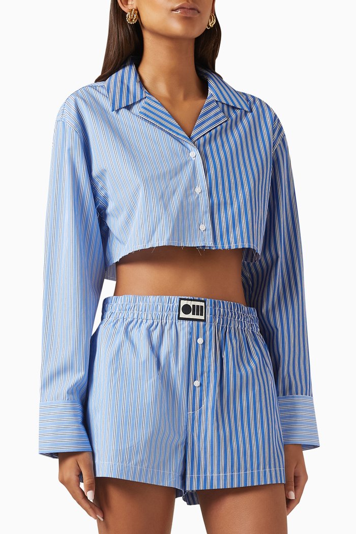 

The Rosalie Crop Top in Cotton, Blue