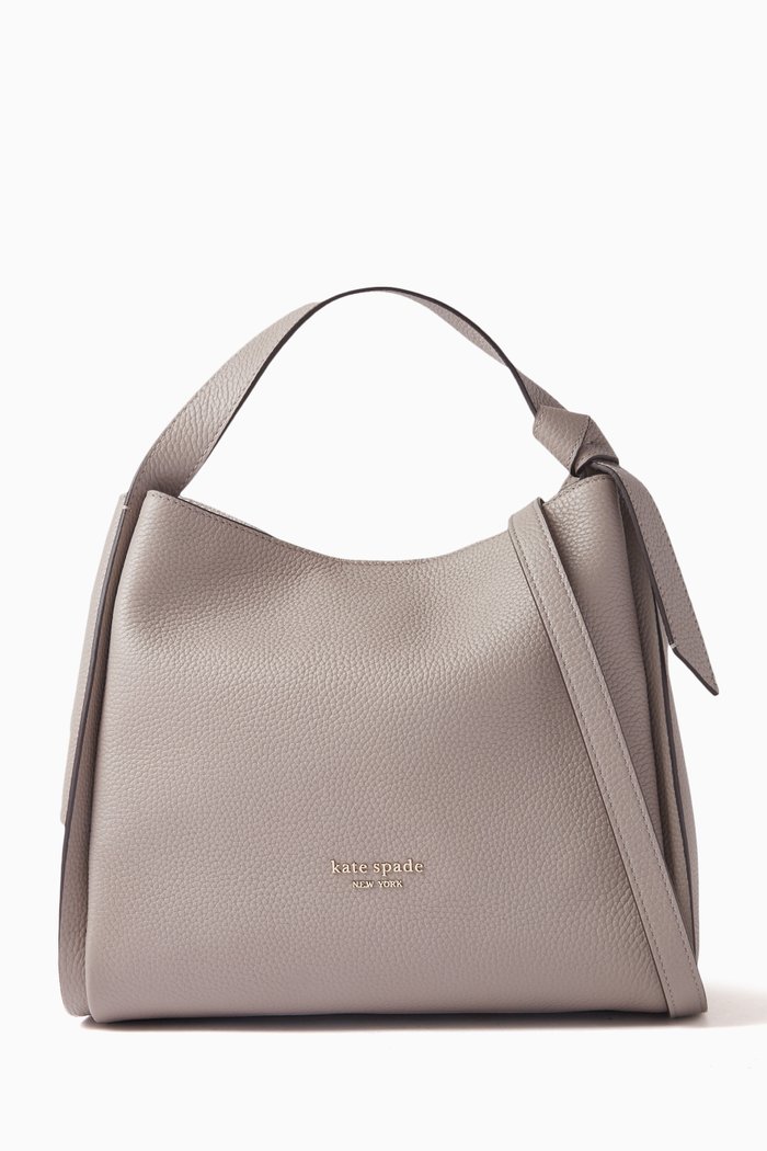 

Medium Knott Crossbody Tote Bag in Leather, Neutral