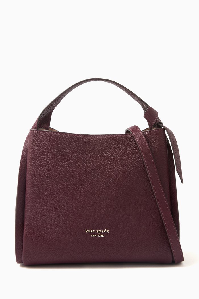 

Medium Knott Crossbody Tote Bag in Leather, Red