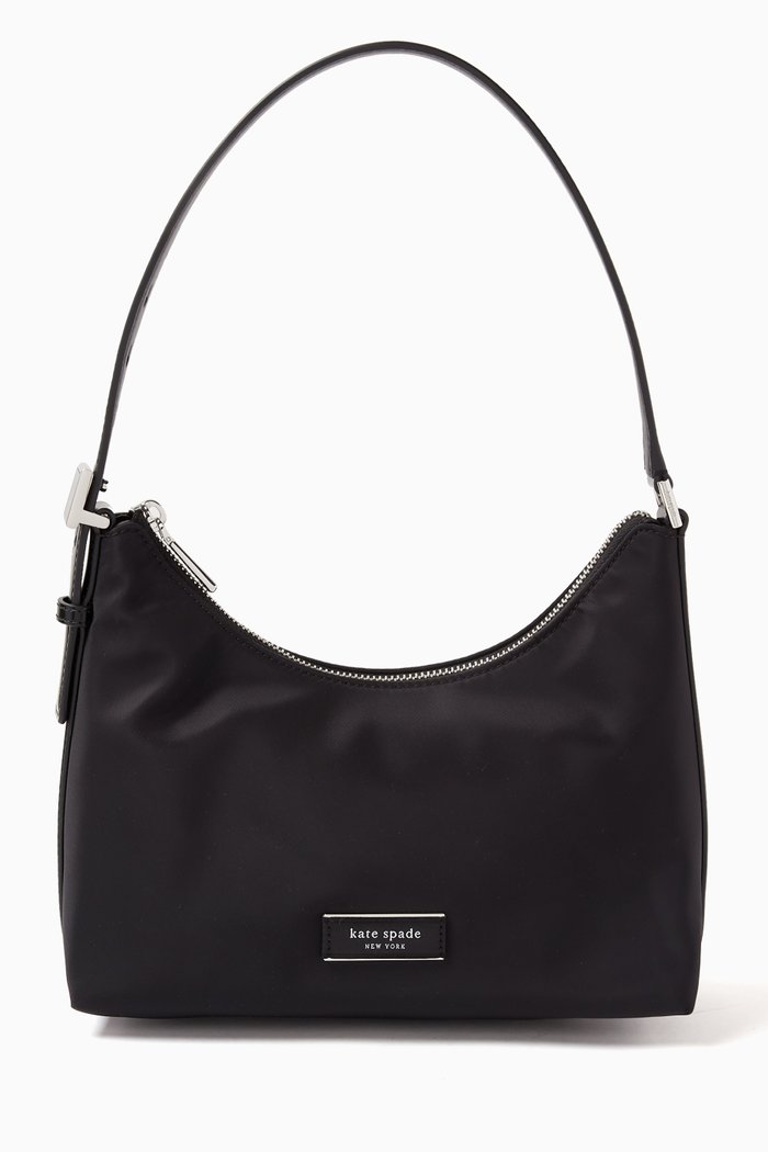 

Sam Icon Shoulder Bag in Recycled Nylon & Leather, Black