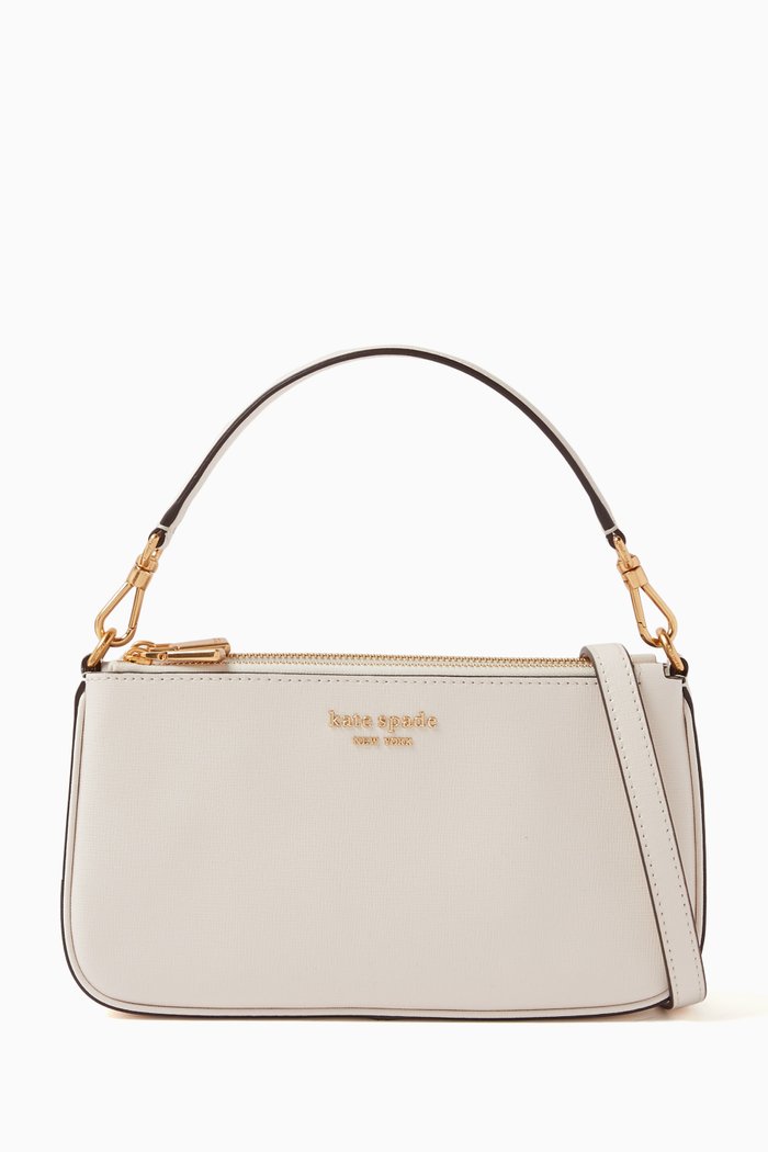 

Morgan East West Crossbody Bag in Saffiano Leather, White