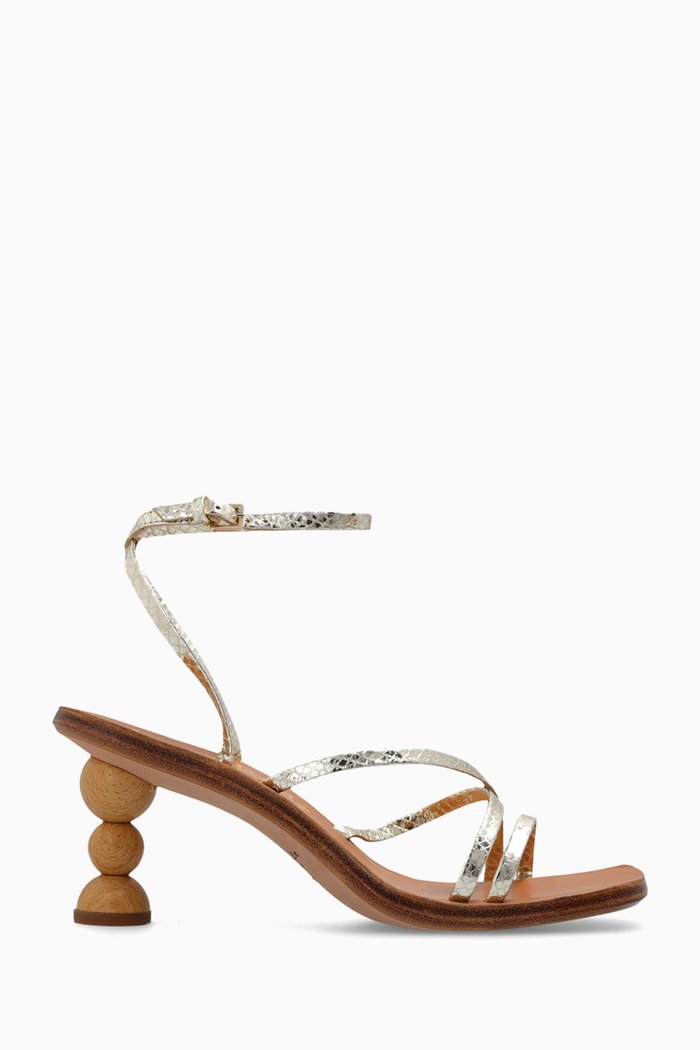 

Charmer Stacked 70 Sandals in Leather, Yellow