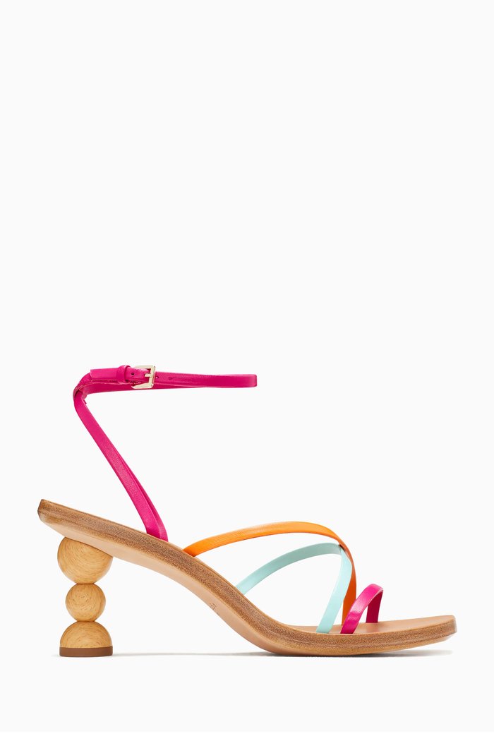 

Charmer Stacked 70 Sandals in Leather, Multicolour