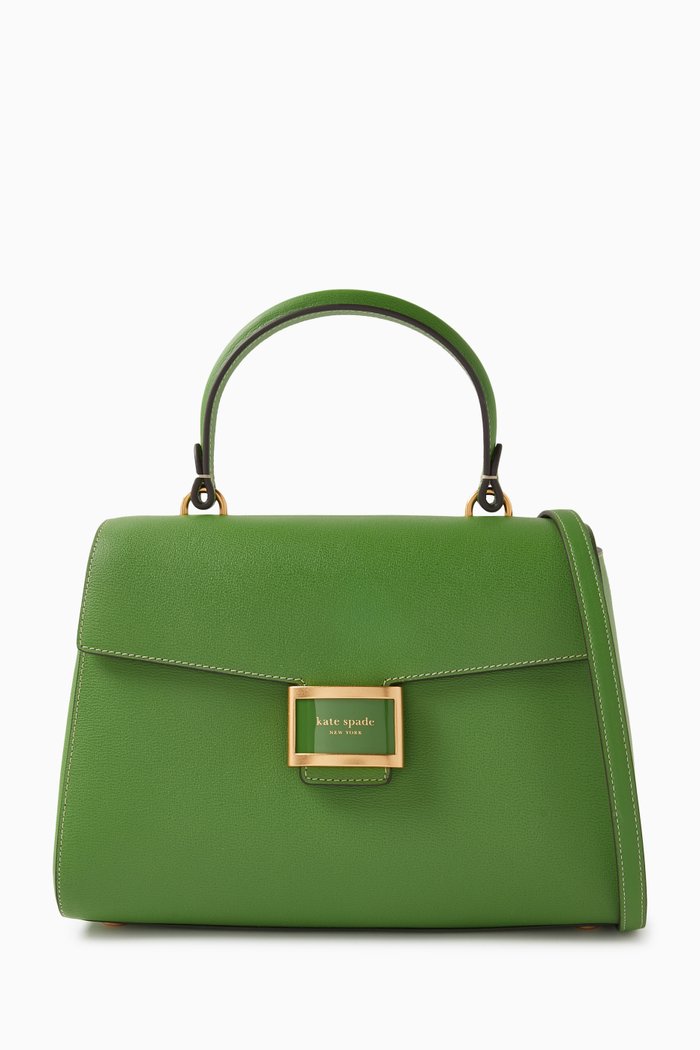 Medium Katy Top Handle Bag in Leather, Green