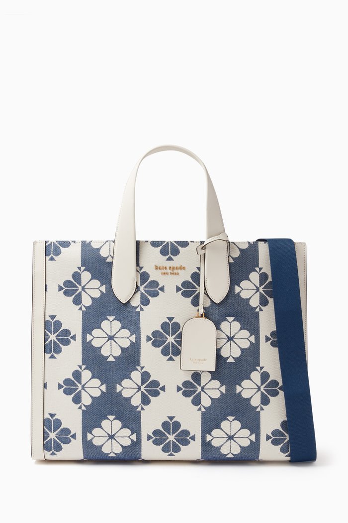 

Large Spade Flower Manhattan Tote in Canvas, White