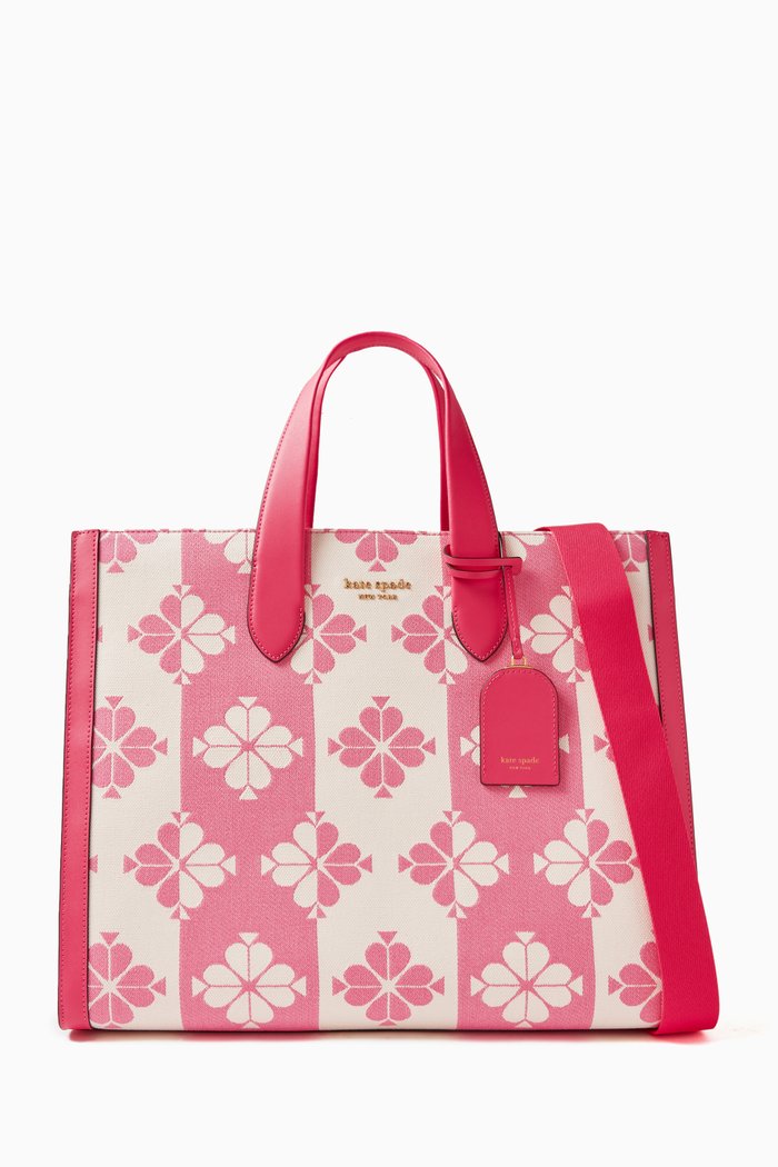 

Large Spade Flower Monogram Manhattan Tote in Canvas, Pink