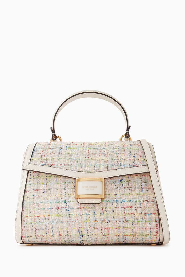 

Medium Katy Top Handle Bag in Tweed, Neutral