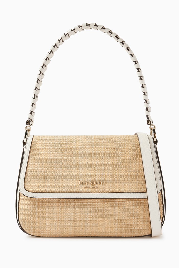 

Medium Hudson Straw Convertible Shoulder Bag in Straw, Neutral