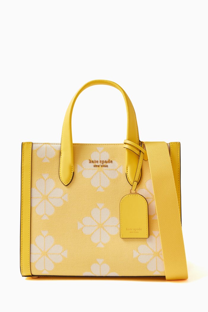 

Small Manhattan Tote Bag in Canvas Jacquard, Yellow