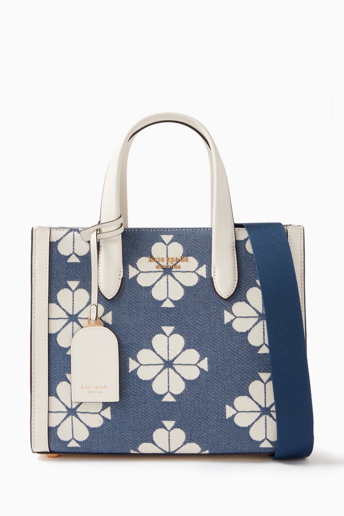

Small Manhattan Tote Bag in Canvas Jacquard, White
